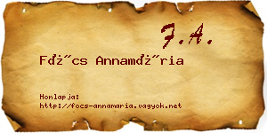 Föcs Annamária névjegykártya